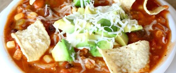 Slow Cooker Creamy and Skinny Taco Chili Soup