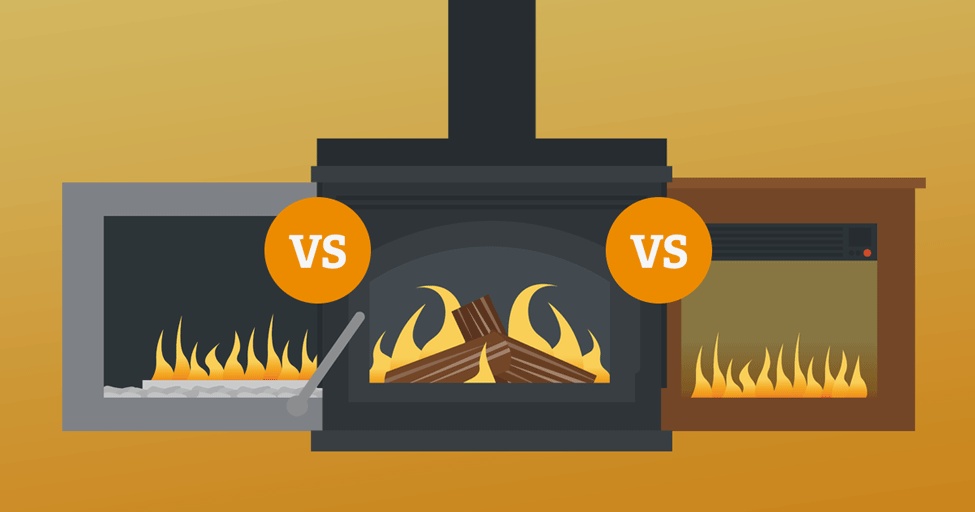 which is more energy efficient gas vs wood burning fireplaces vs