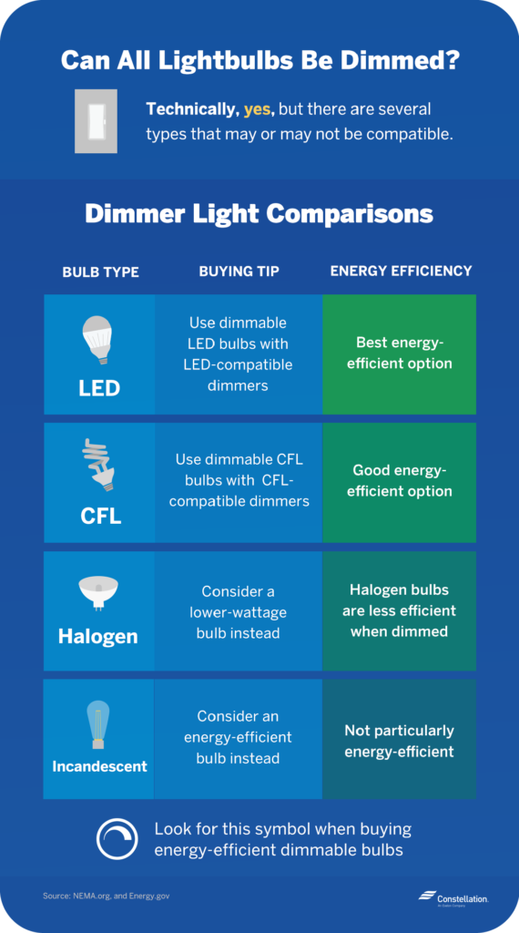 All light bulbs can technically be dimmed, although it varies depending on bulb type.