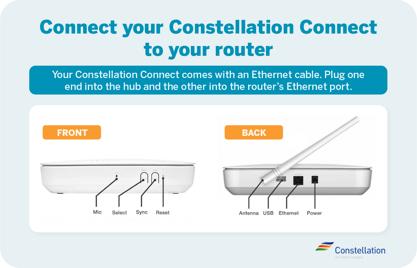 connect your constellation connect home hub to your router