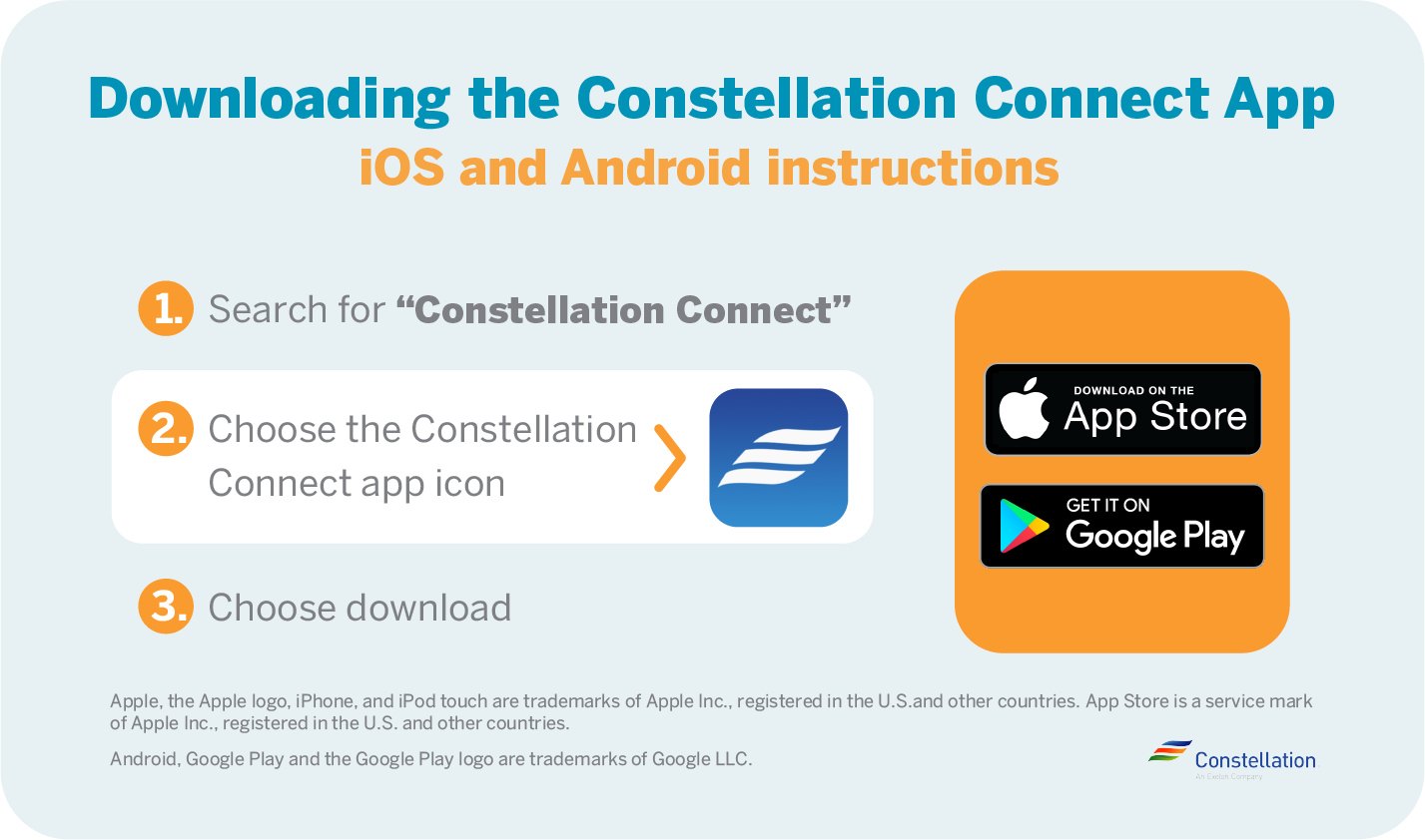 directions for downloading the constellation connect app