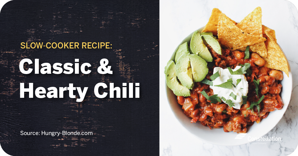 Classic & Hearty Chili slow-cooker recipe for meal prepping