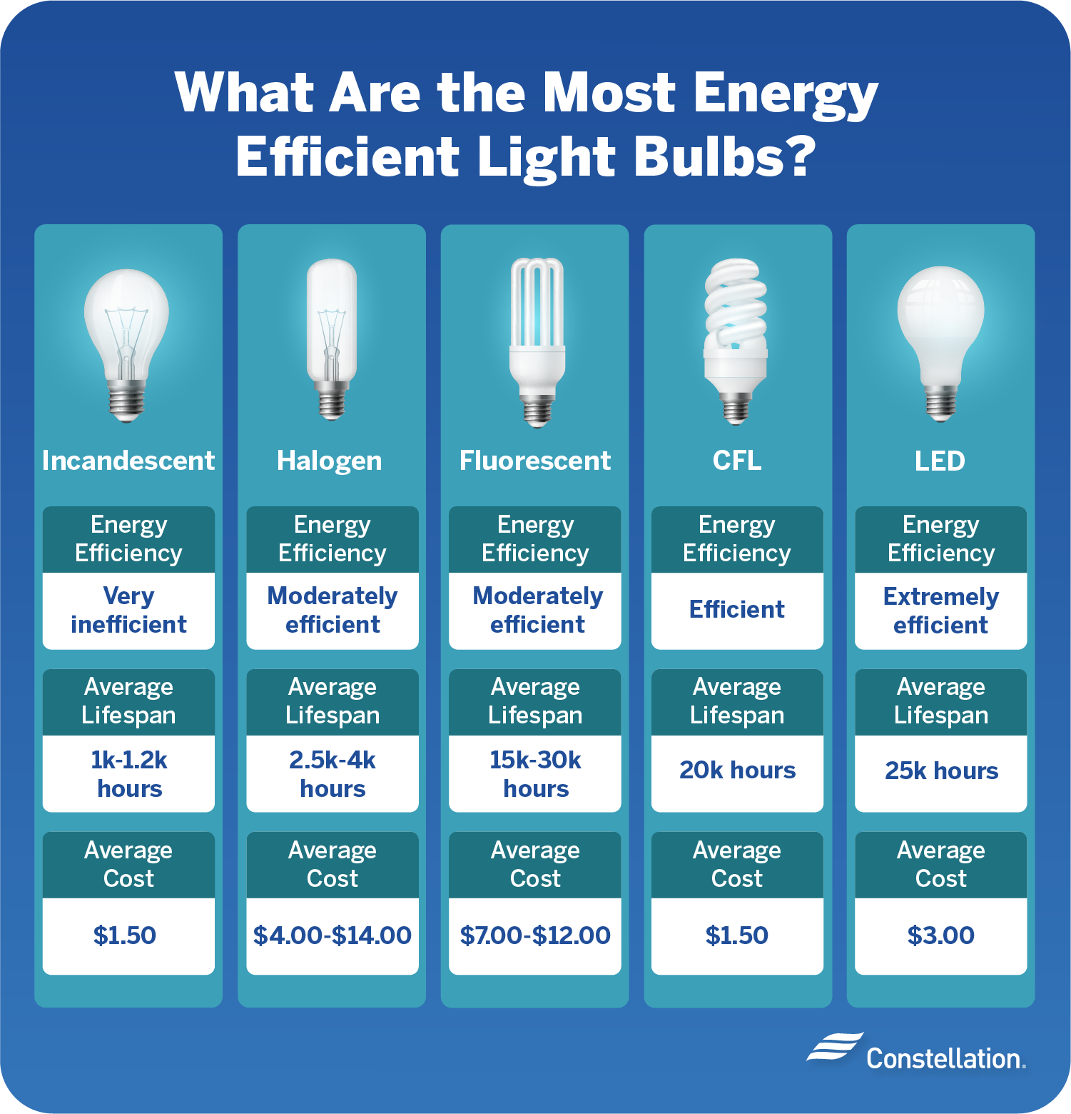 What are the most energy efficient light bulbs?