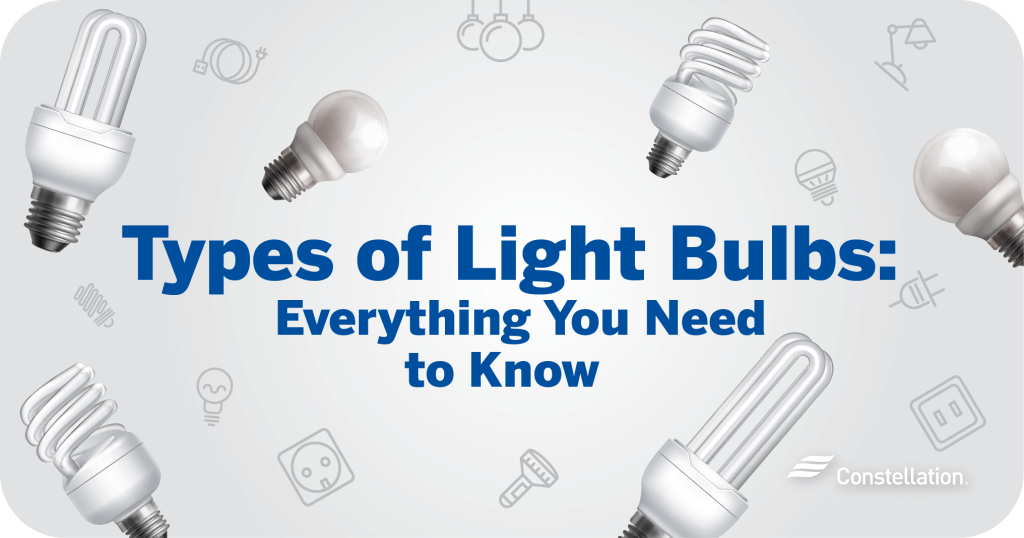 Types of light bulbs.