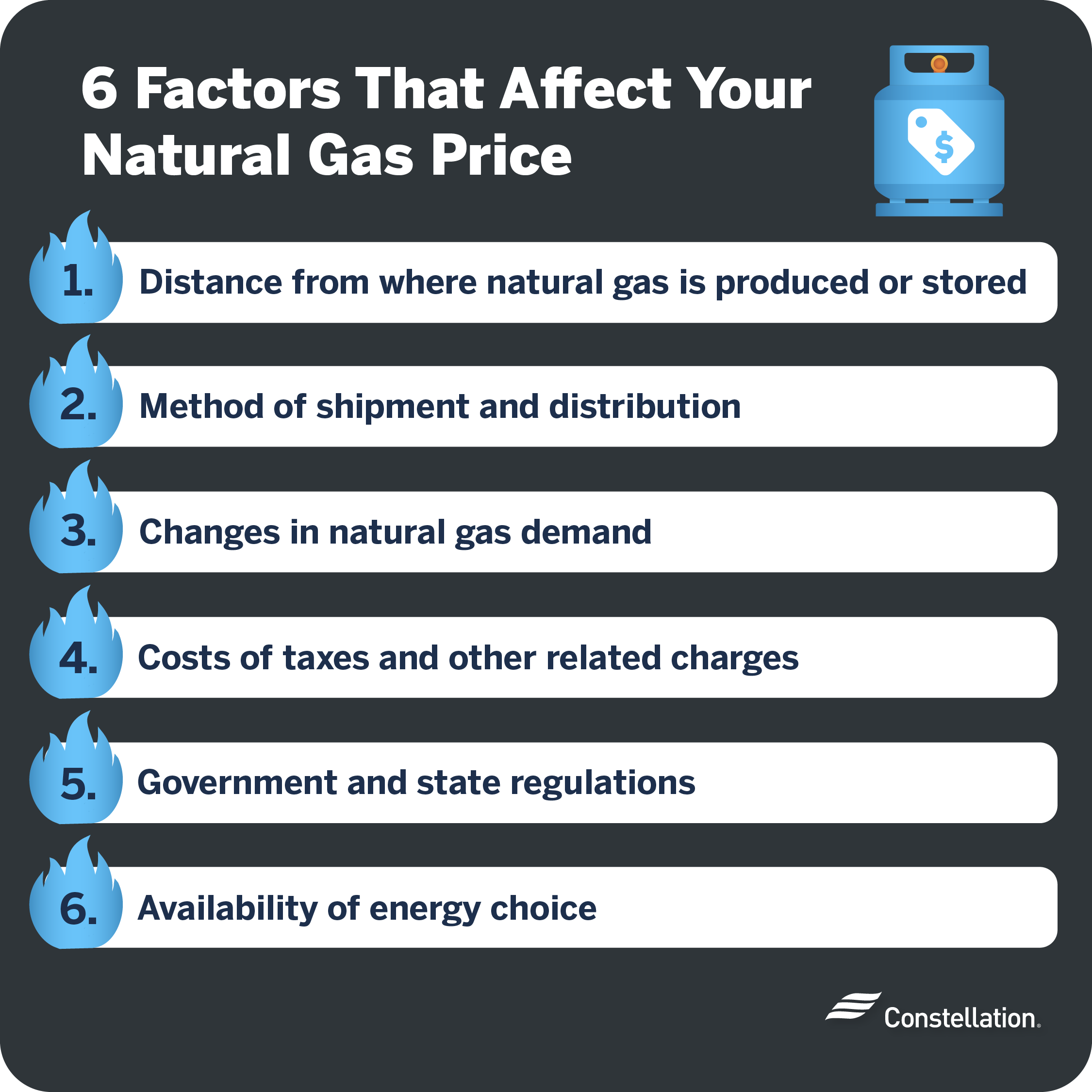 Factors that affect natural gas price.