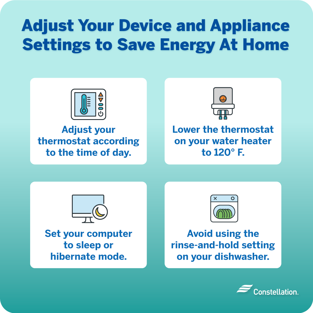 How to save energy by adjusting your device and appliance settings.