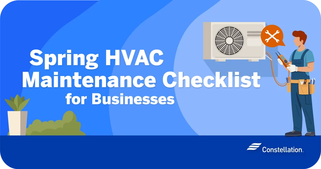 An image illustrating spring HVAC maintenance for businesses.