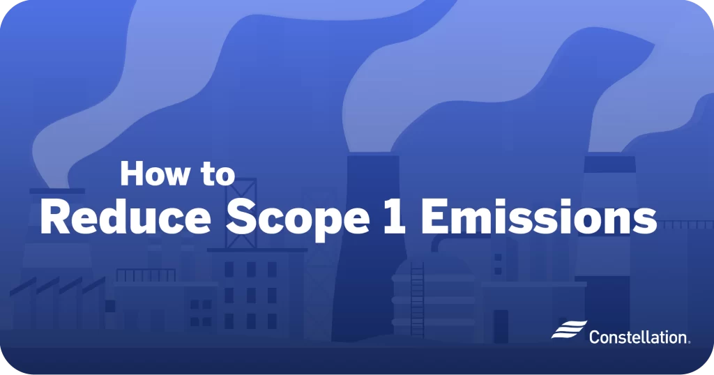 An illustration depicting how to reduce Scope 1 Emissions for businesses.
