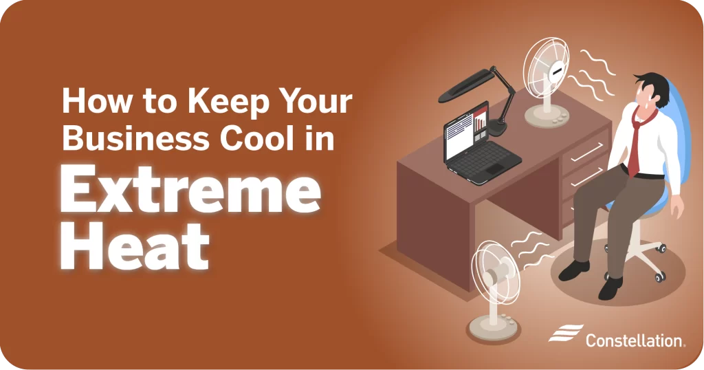 An illustration depicting how to keep your business cool in extreme heat.
