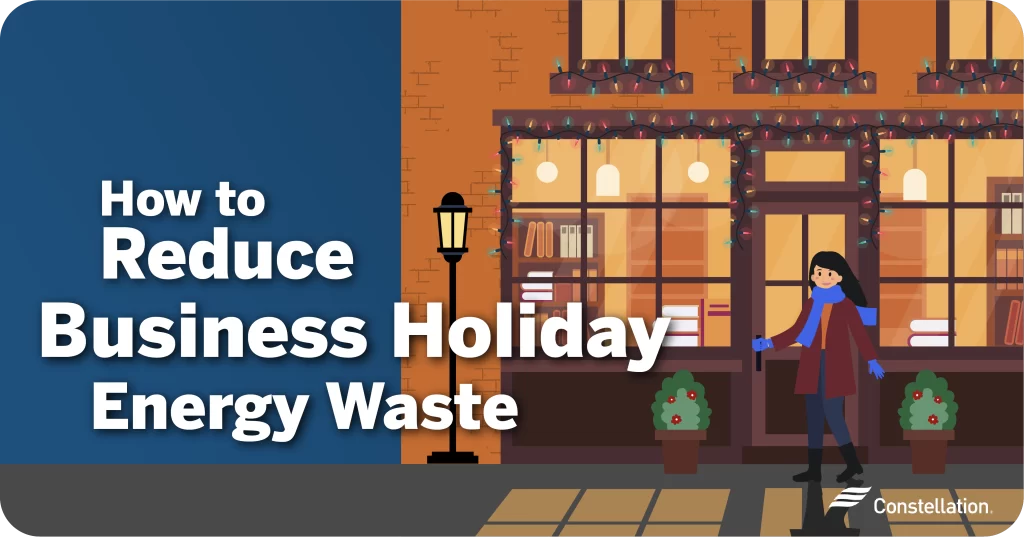 An illustration showing a business during holidays.
