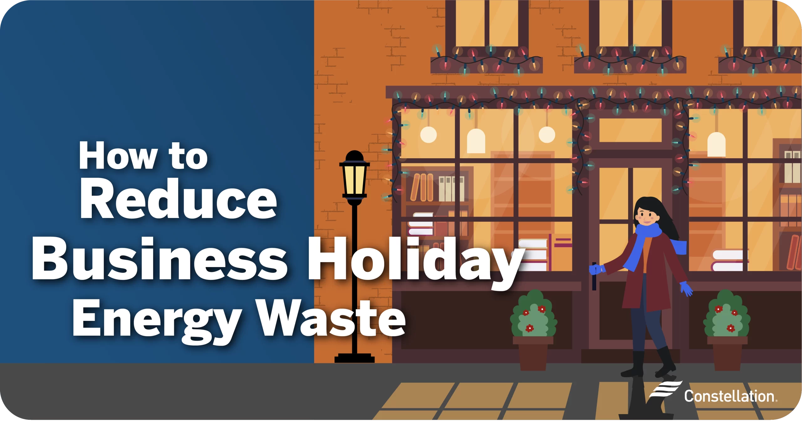 An illustration showing a business during holidays.
